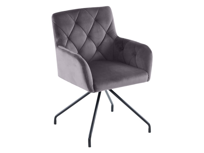  Lot de 2 chaises de salle à manger en velours gris foncé avec accoudoirs  - Conforama A