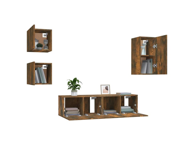  Ensemble de meubles tv 5 pcs chêne fumé bois d'ingénierie shl35076  - Conforama D