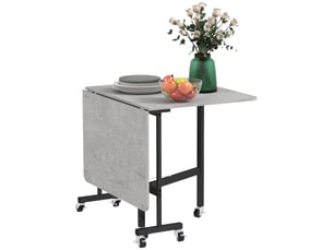 Table pliante à abattants pour 4 à 6 personnes avec 6 roulettes, en bois et acier, 120 x 80 x 73 cm, grise