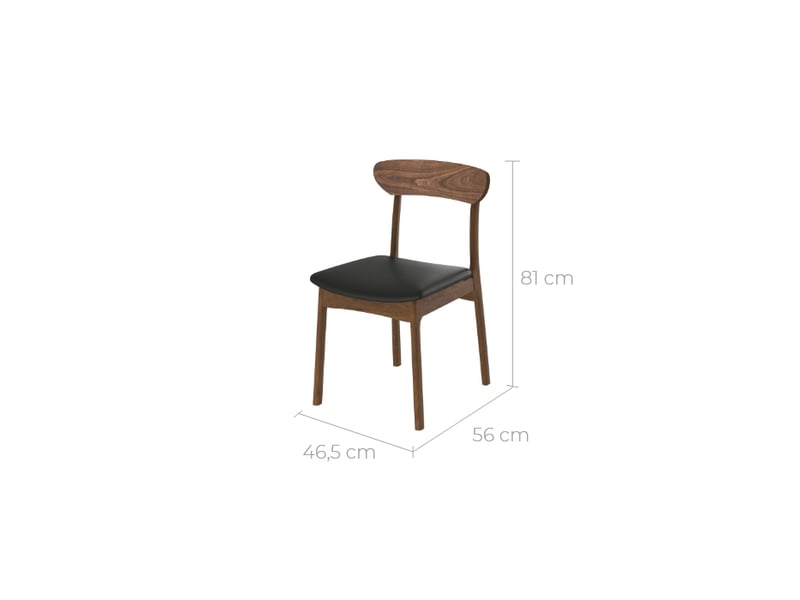 Lot de 2 chaises en cuir synthétique noir et bois foncé-lana Lana - Conforama D