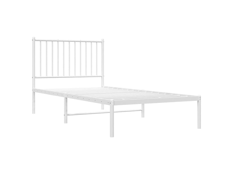  Lit simple- lit adulte -  cadre de lit métal sans matelas avec tête de lit blanc 90x190cm  - Conforama B