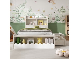 Lit avec rangement 90x200 cm REDOM coloris blanc