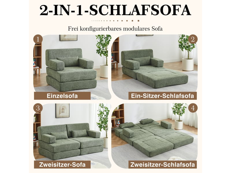  Canapé-lit convertible 1 place en chenille, canapé modulaire pliable, cadre en fer, convertible en lit d'appoint  - Conforama D