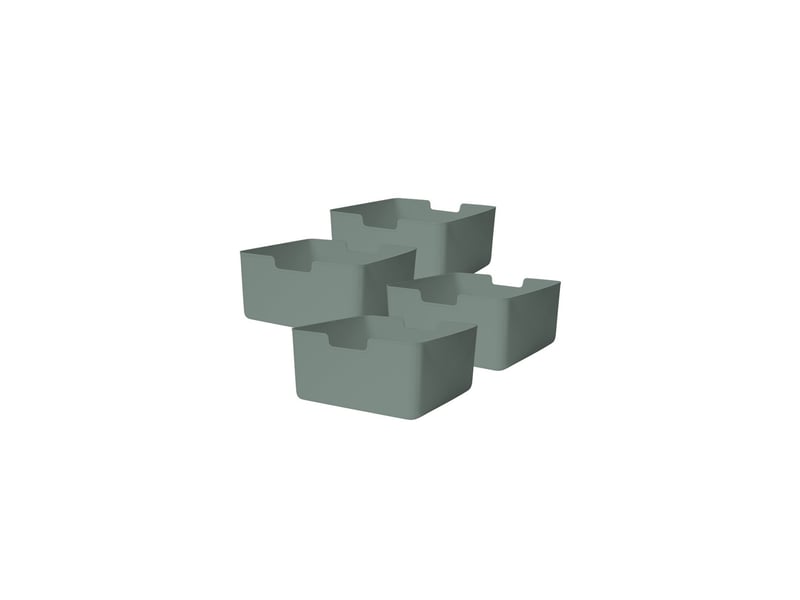 Lot 4 bacs en plastique vert 31 x 31 x 15 cm 50749L - Conforama A
