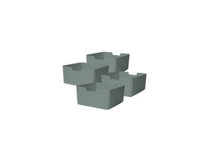 Lot 4 bacs en plastique vert 31 x 31 x 15 cm