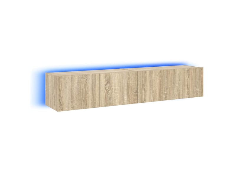 Meubles tv - banc tv - meuble de rangement muraux lumières led 2 pcs chêne sonoma 80x35x31 cm  - Conforama A
