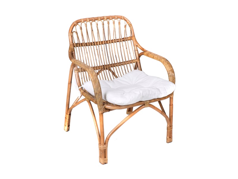  Fauteuil 70x67x89,5 cm en rotin naturel et coussin blanc  - Conforama B