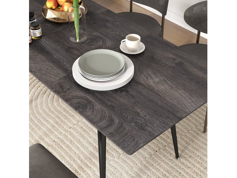  Table extensible pour 6 à 8 personnes avec rallonge dissimulée et pieds en acier pour salle à manger  - Conforama E