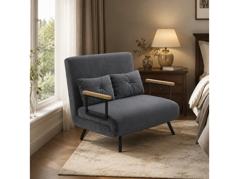  Canapé convertible 102x73x81 cm, dossier réglable, finition acier gris foncé  - Conforama B