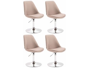 Lot de 4 chaises de salle à manger pivotante hauteur réglable en tissu taupe et pied trompette en métal chromé 10_0008529