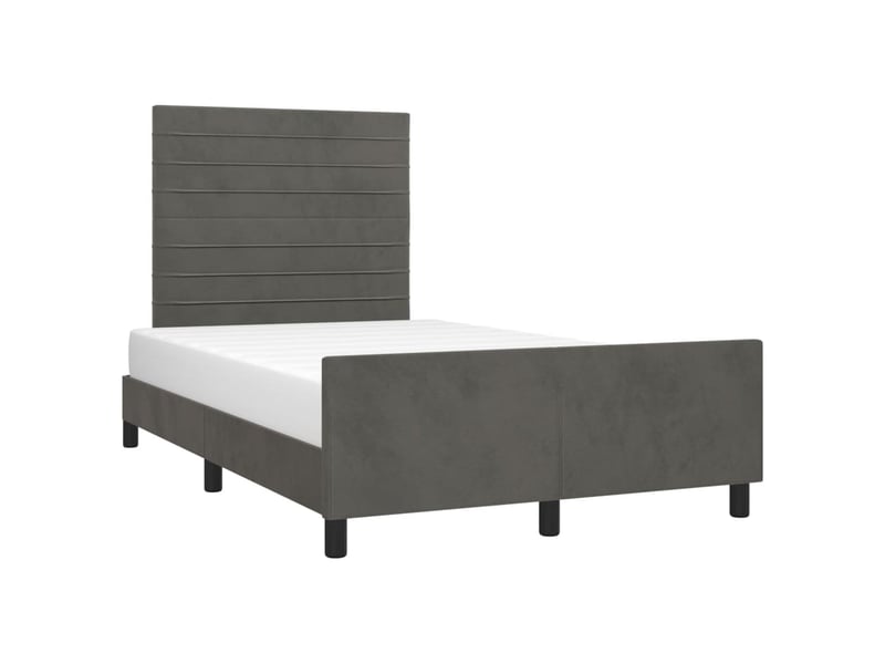 Lit double- lit adulte - cadre de lit sans matelas gris foncé 120x190 cm velours - Conforama C