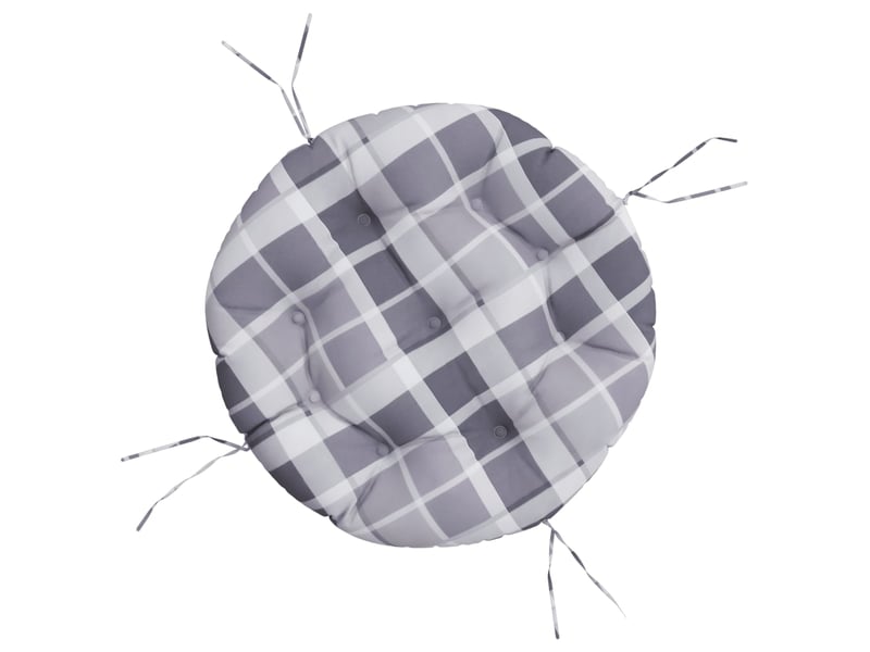  Coussin rond, coussin d'assise motif à carreaux gris ø 60 x11 cm tissu oxford cf56615  - Conforama A