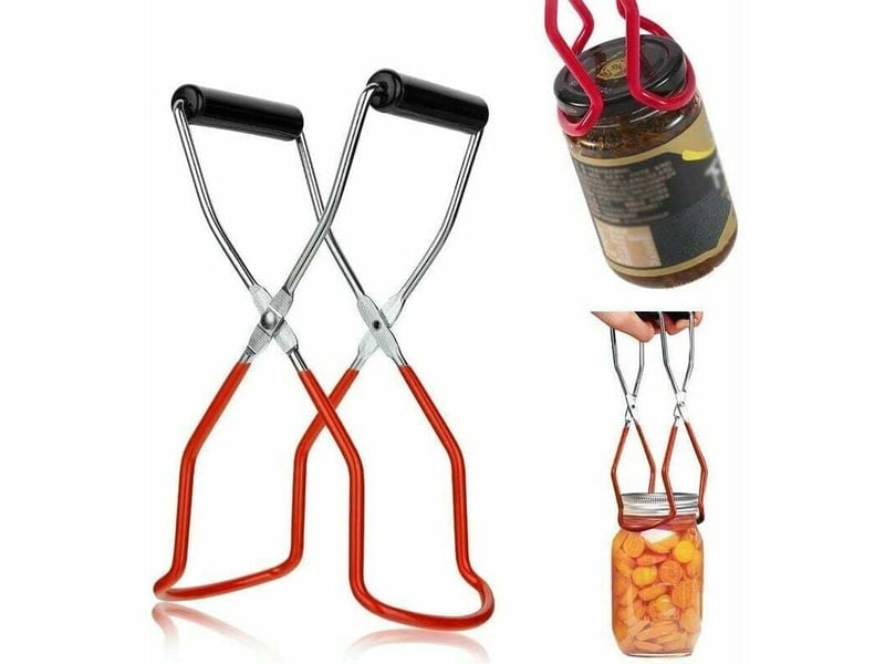 Pinces à bocaux, pinces anti-brûlure, pinces à bocaux, pinces de levage de bocaux en acier inoxydable avec poignées (rouge) - Conforama C