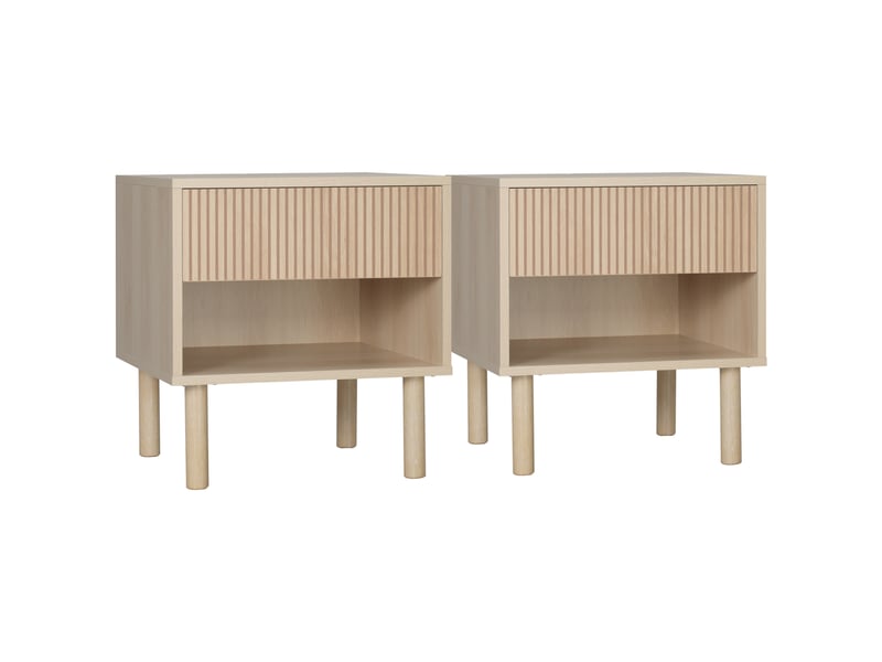  Lot de 2 tables de chevet avec tiroir et niche coloris bois naturel 47 x 47 x 50 cm  - Conforama A