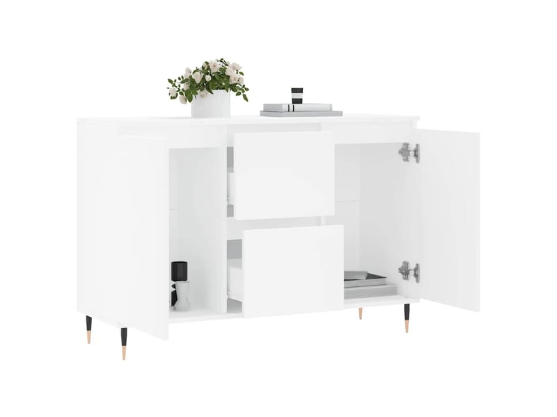  Buffet - bahut - meuble de rangement blanc 101,5x35x70 cm bois d'ingénierie  - Conforama D