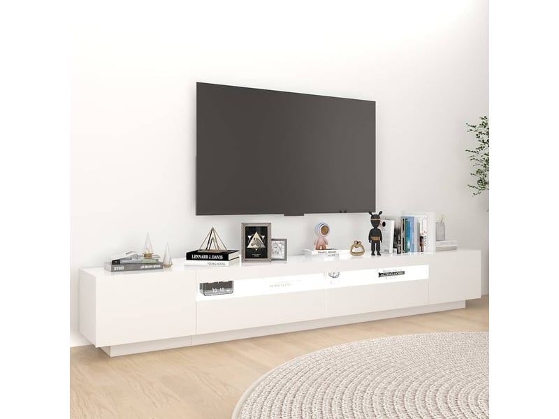  Meuble tv - banc tv - meuble de rangement avec lumières led blanc 260x35x40 cm  - Conforama C