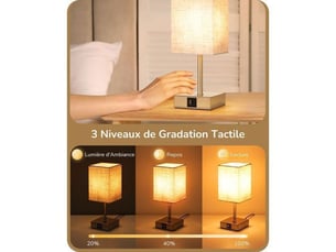Lampe à poser tactile lot de 2 beige 2700k usb a c e27
