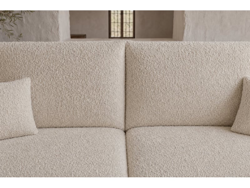  Elio mini - canapé d'angle convertible tissu bouclette 3 places beige  - Conforama D