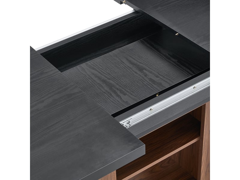  Table à manger, extensible, en noyer, avec compartiment intégré, noir  - Conforama W
