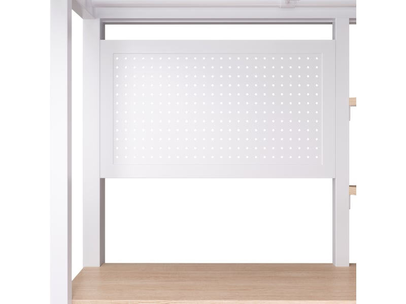  Lit mezzanine 90x200 cm blanc avec bureau, rangements, led et ports usb, pour optimiser la chambre, sans matelas  - Conforama D