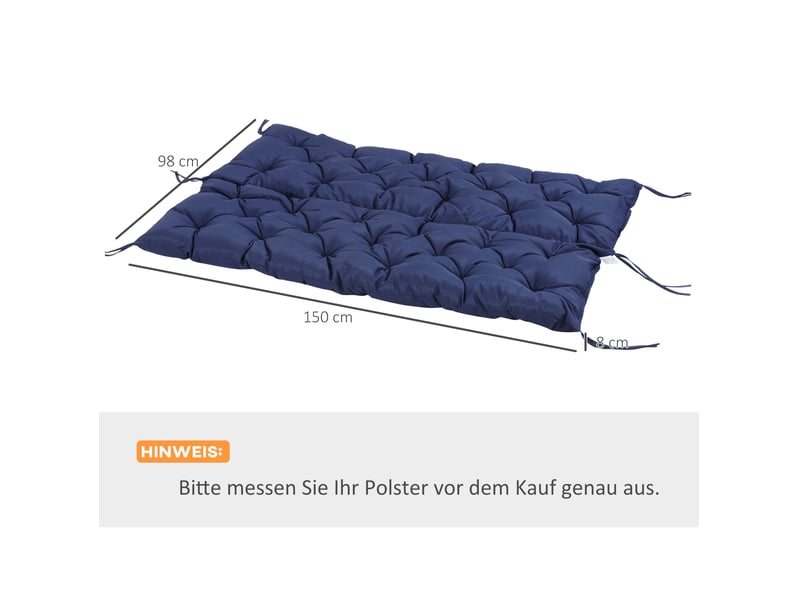  Coussin de banc 3 places 150x98x8 cm avec six liens bleu foncé  - Conforama E