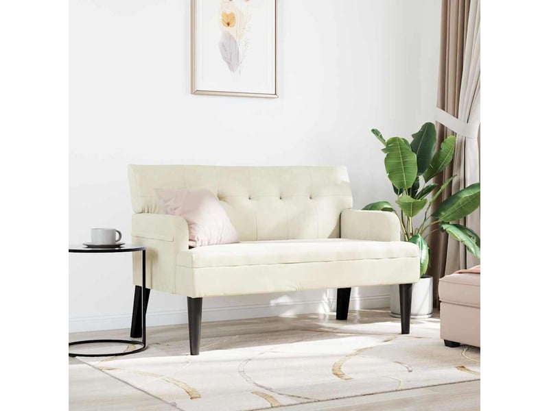 Banc chambre, banc de lit chesterfield crème 112x65,5x75 cm velours - Conforama C