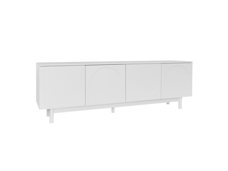  Meuble tv 175 cm – blanc –  4 portes push‑open – étagères réglables - buffet bas et table tv moderne - meuble tv salon rangement naturel  - Conforama A
