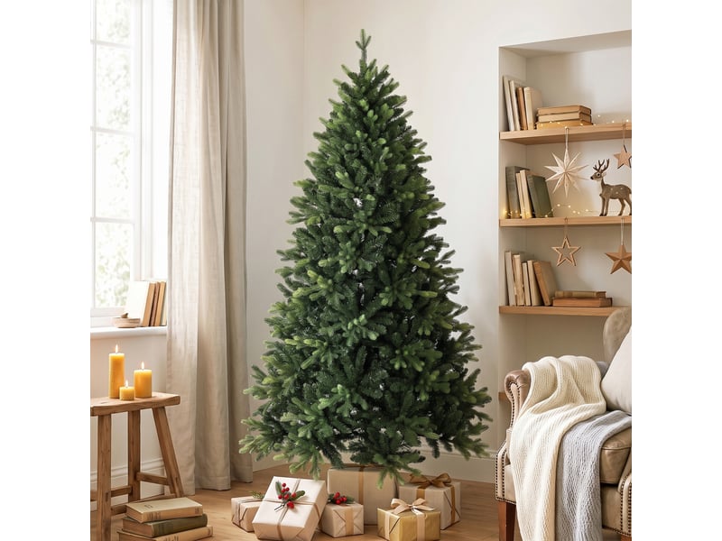  Sapin de noël artificiel, 180 cm, avec 2419 extrémités de branches en pe et pvc, système de pliage, vert  - Conforama B