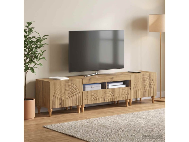  Ensemble de 3 meubles tv led chêne artisanal bois d'ingénierie shl46827  - Conforama C