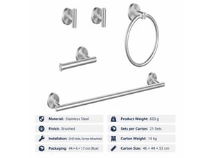 Ensemble de porte-serviettes en acier inoxydable 5 pièces, accessoires de salle de bains
