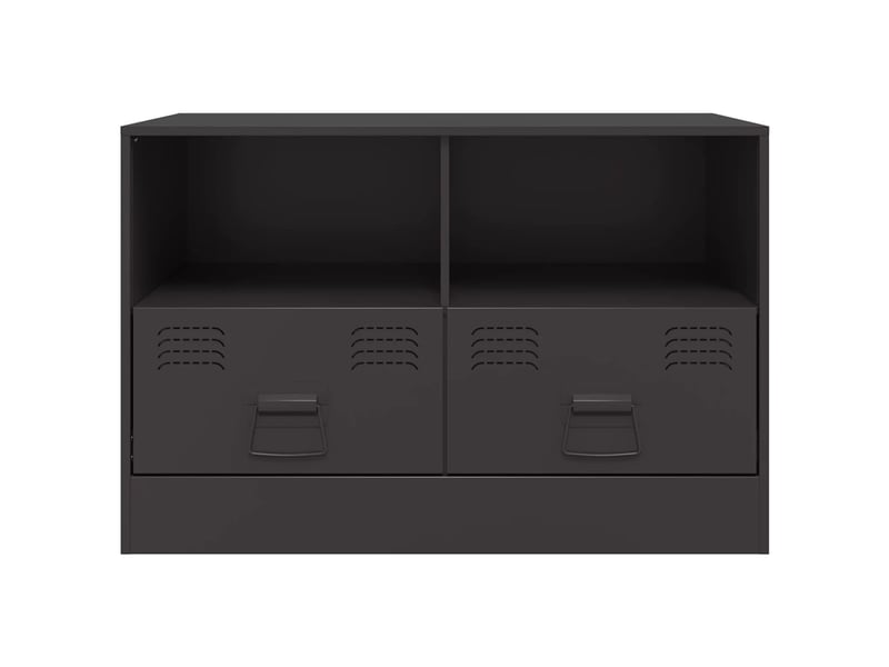  Lot de 2 meuble tv bas salon noir 67x39x44 cm acier shl90880  - Conforama E