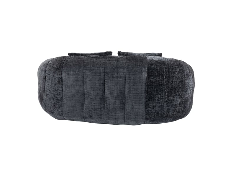  Canapé droit 2 places 144,93x95x62,99 cm, fauteuil poire confortable, meuble de salon pour chambre ou bureau, tissu chenille, noir  - Conforama E