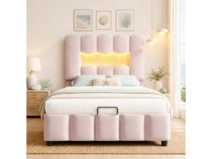 Lit coffre 90x200 cm HAVRYA coloris rose