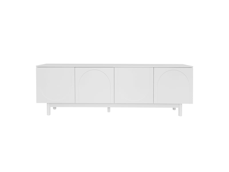  Meuble tv contemporain blanc 175x38x56 cm – étagères réglables, design léger, rangement moderne  - Conforama A
