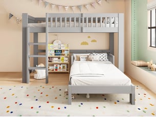 Lit superposé 2x90x200 cm <strong>LEYTN</strong>  <strong></strong> coloris gris