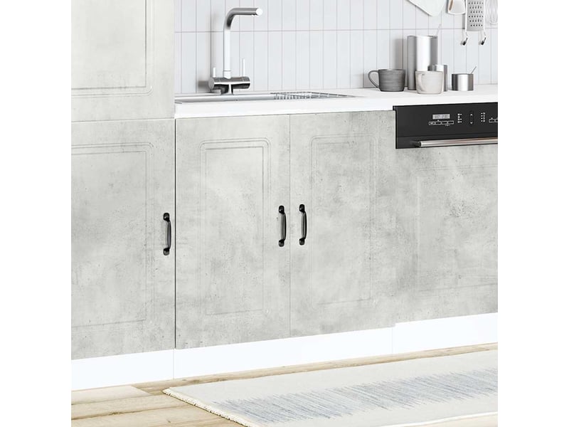  Meuble de cuisine, meuble bas pour évier kalmar gris béton bois ingénierie  - Conforama C