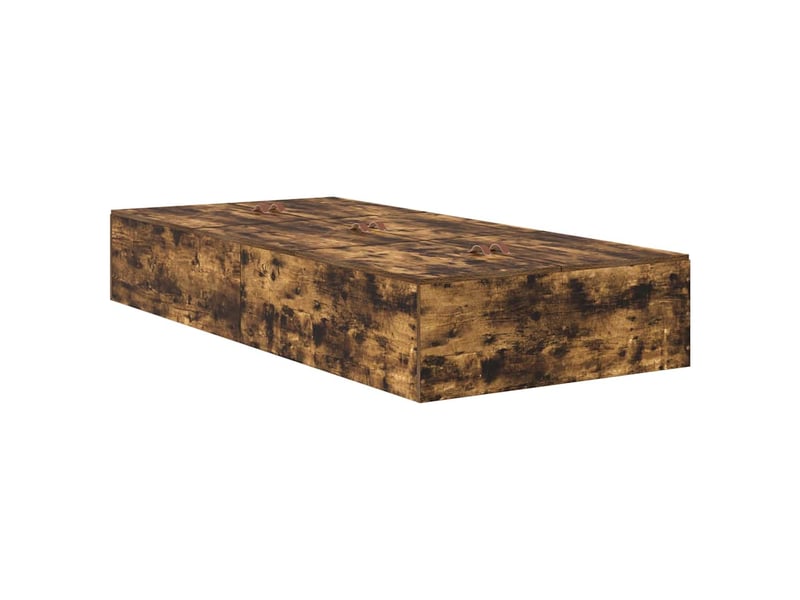  Lit simple- lit adulte -  cadre de lit avec rangement avec porte chêne fumé 70 x 190 cm  - Conforama D