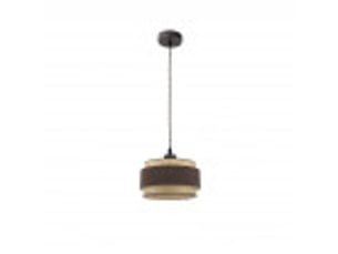 Suspension kandy 1xe27 naturel marron abat-jour textile diamètre 30 cm