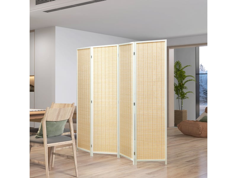  Paravent en bois séparateur de pièce closion de séparation pliable 4 panneaux bois naturel 180 x 180 cm  - Conforama W