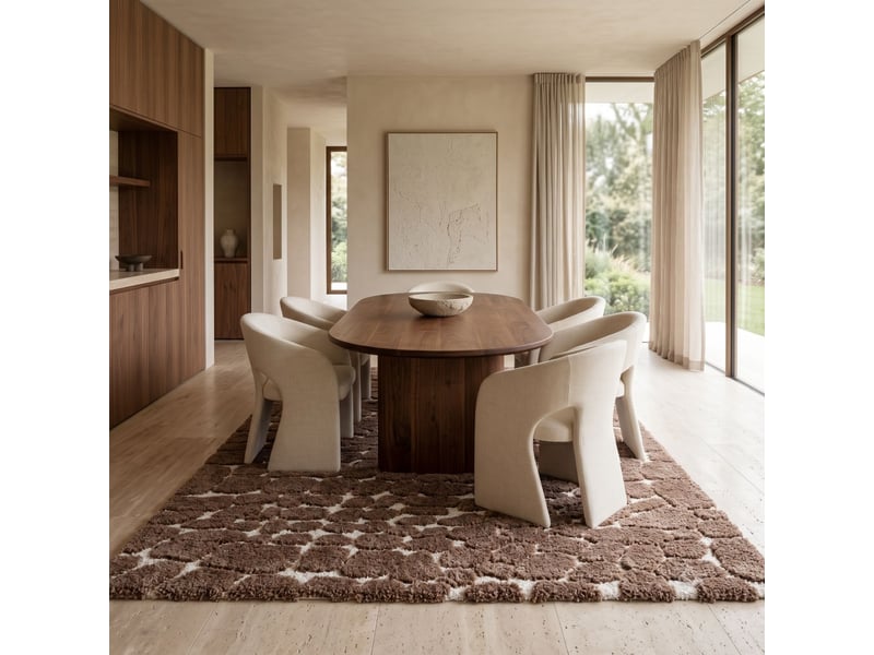 Tapis shaggy doux motif galets marron et écru 160x230  - Conforama R