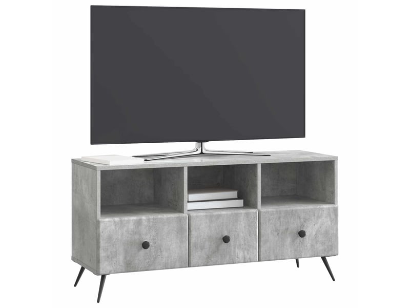 Meuble tv - banc tv - meuble de rangement gris béton 102 x 34,5 x 50 cm bois d'ingénierie  - Conforama C