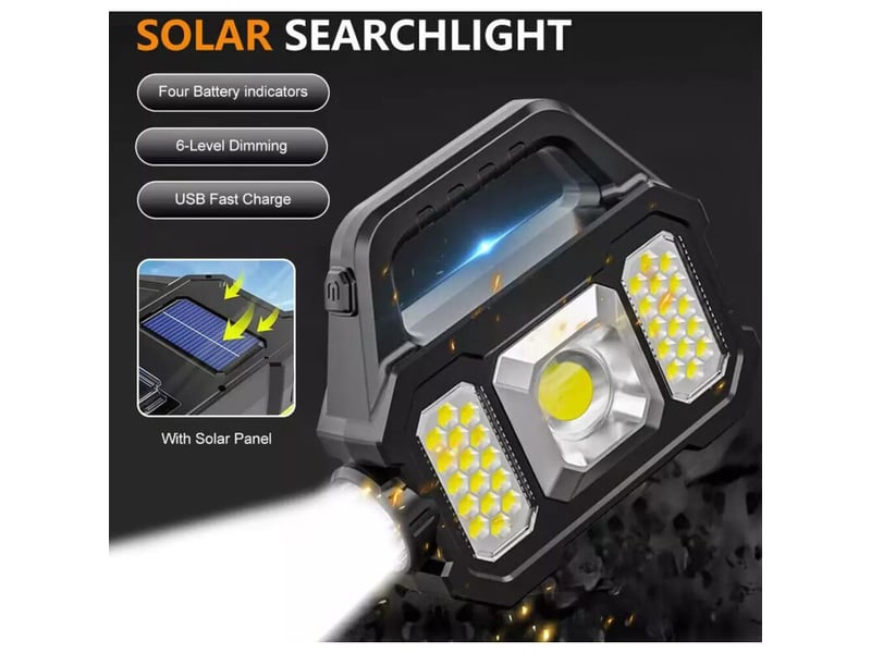 Affichage de la puissance puissance de sortie lampe de travail batterie au lithium intégrée charge usb et charge solaire smd cob led torche - Conforama B