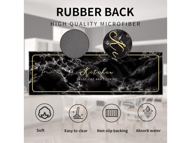  (c)tapis de cuisine antidérapant et lavable 2 pièces, marbre doré antidérapant tapis de cuisine devant evier pour cuisine, buanderie, salon PB307088 - Conforama D