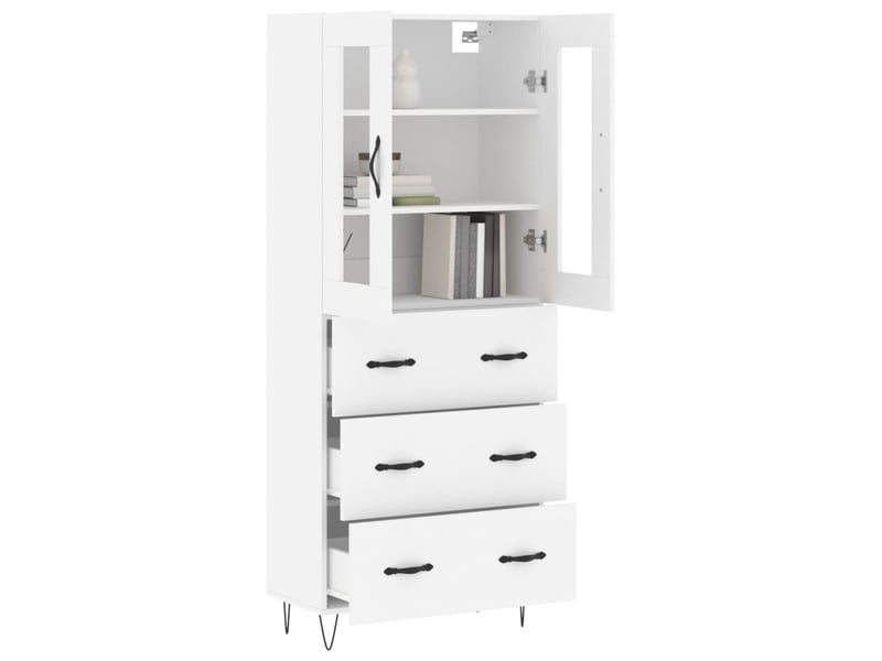  Buffet haut - bahut - meuble de rangement blanc 69,5x34x180 cm bois d'ingénierie  - Conforama C