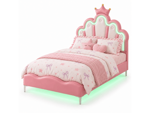 Lit simple 90x200 cm YELENARO coloris rose