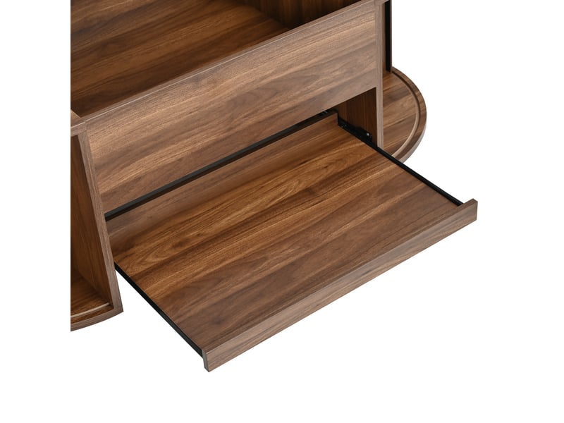  Table basse avec plateau relevable, rangement dissimulé, portes coulissantes, plateau coulissant, mdf couleur noyer  - Conforama E
