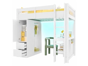 Lit mezzanine 90x200 cm <strong>HAVRYA</strong> <strong></strong> coloris blanc