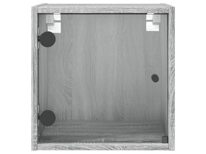  Table de chevet - cabinet de chevet - table de nuit avec porte en verre sonoma gris 35x37x35 cm  - Conforama E