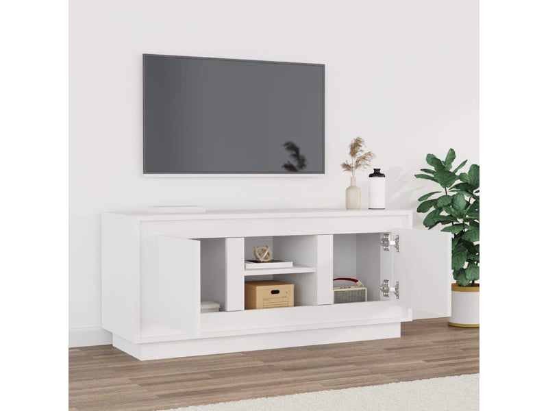  Meuble tv - banc tv - meuble de rangement blanc 102x35x45 cm bois d'ingénierie  - Conforama C