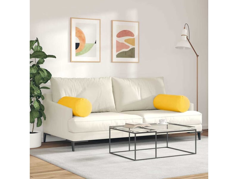  Lot de 2 coussins d'accent, coussins décoratifs, coussins lombaires jaune clair ø 25 x 70 cm cf56740  - Conforama D